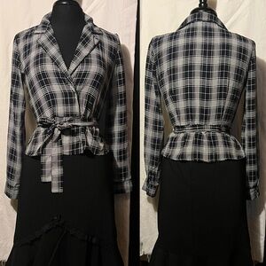Vintage Plaid Peplum Blouse